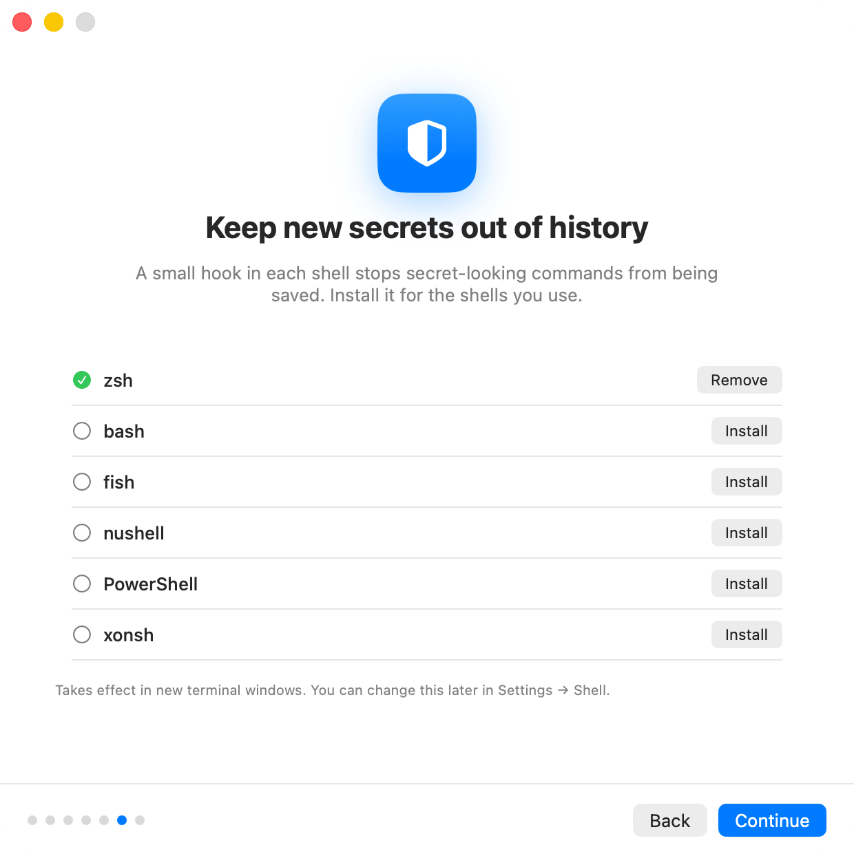 Shell hooks in one click