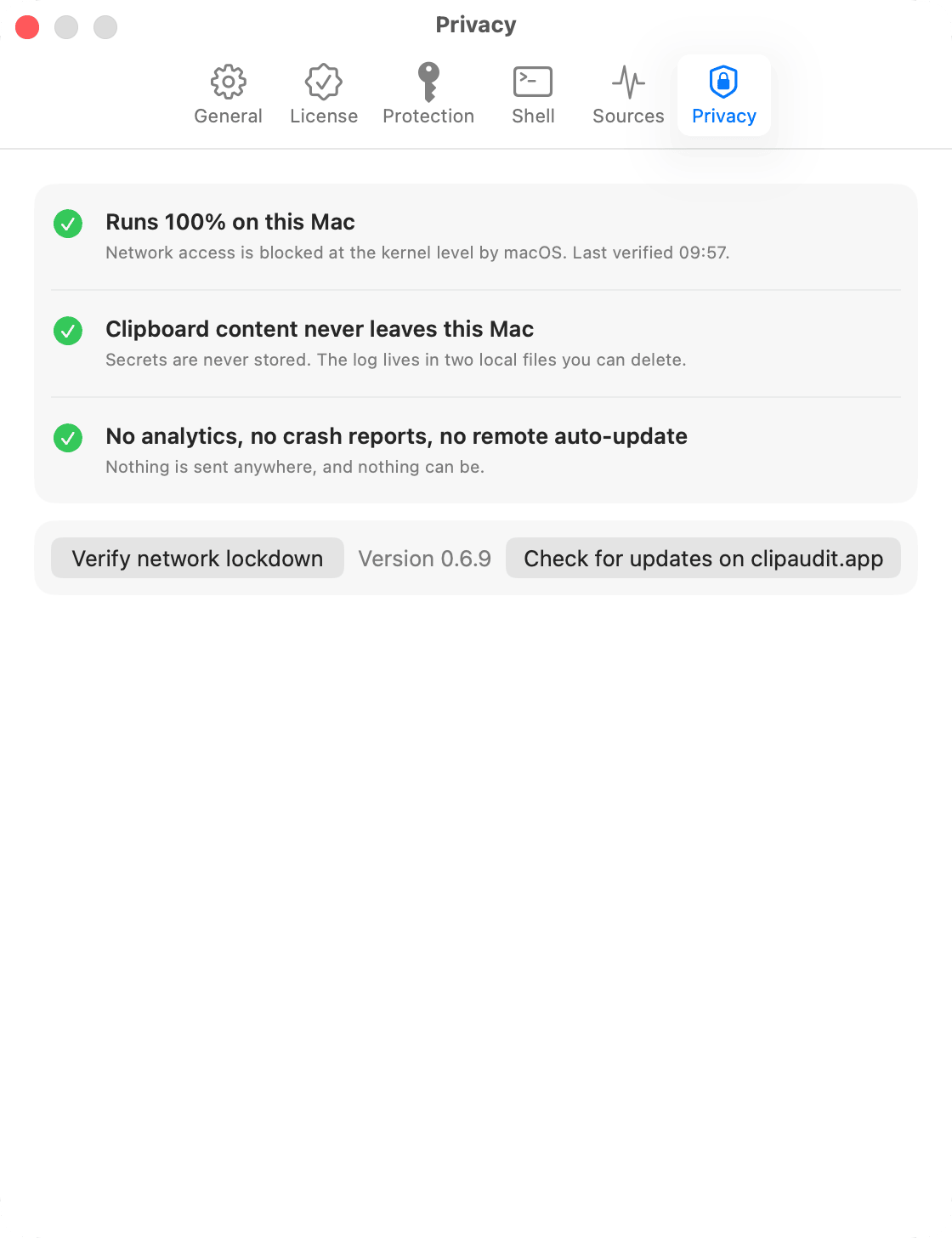 Network lockdown, verified
